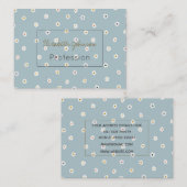 レトロ70ズホワイトデイジーフラワーズボホブルーデザイン 名刺 (正面/裏面)