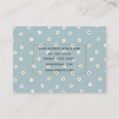 レトロ70ズホワイトデイジーフラワーズボホブルーデザイン 名刺 (裏面)