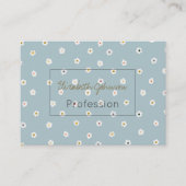 レトロ70ズホワイトデイジーフラワーズボホブルーデザイン 名刺 (正面)