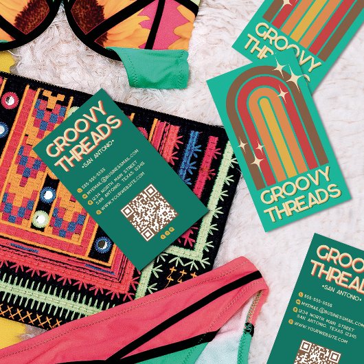 レトロ70ズレインボーアーチスターきらきら光るズ 名刺