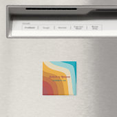 レトロ70ズレインボーカラフルウェーブズ結婚式の引き出物 マグネット (インサイチュ (食洗機))