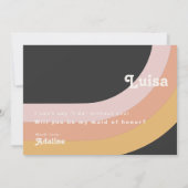 レトロ70ズレインボー |ダークフォトメイド・オブ・オーナー（花嫁付き添い人）カード 招待状 (裏面)