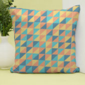 レトロ70ブルー&イエローパステルジオメトリックパターン クッション