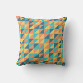 レトロ70ブルー&イエローパステルジオメトリックパターン クッション (正面)