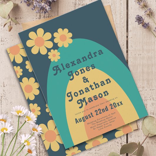 レトロ70モダンs結婚の 招待状