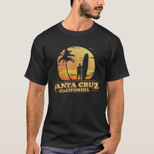 レトロ70年代と80年代サンタクルーズカリフォルニアサーフィン Tシャツ (正面)