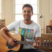 レトロ70年代のギターと音楽のバイブグラフィック Tシャツ