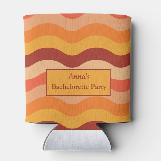 レトロ70年代のグルービーな抽象的なウェーブ バチェロレッテパーティー 缶クーラー (裏面)