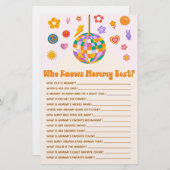 レトロ70年代のディスコでママの赤ちゃんシャワーゲームを知る 便箋 (正面/裏面)