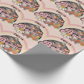 レトロ70年代のブギー ディスコ ダンシング ブライダル バチェロレッテ ラッピングペーパー (角)