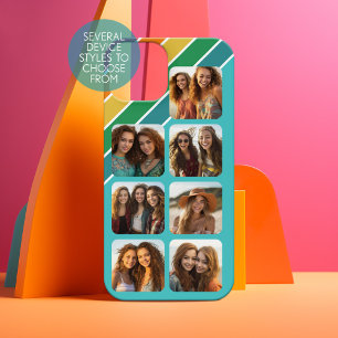 レトロ70年代の写真コラージュインスパイア7ストライプ個 iPhone 15ケース