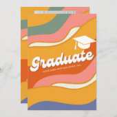 レトロ70年代の写真卒業 招待状 (正面/裏面)