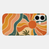 レトロ70年代の夕日と波とヤシの木の美意識 Case-Mate iPhoneケース (裏面 (横))