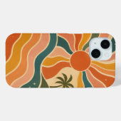 レトロ70年代の夕日と波とヤシの木の美意識 Case-Mate iPhoneケース (裏面 (横))