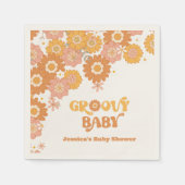 レトロ70年代の溝深い赤ちゃんシャワーナプキン スタンダードカクテルナプキン (正面)