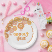 レトロ70年代の溝深い赤ちゃんシャワーナプキン ペーパープレート (パーティー)