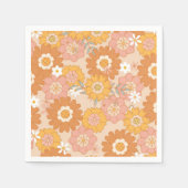 レトロ70年代の溝深い赤ちゃんシャワー スタンダードカクテルナプキン (正面)