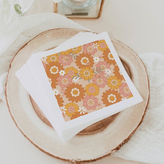 レトロ70年代の溝深い赤ちゃんシャワー スタンダードカクテルナプキン