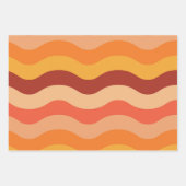 レトロ70年代の溝状抽象芸術波オレンジと黄色 ラッピングペーパーシート (正面2)