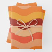 レトロ70年代の溝状抽象芸術波オレンジと黄色 ラッピングペーパーシート (インサイチュ)