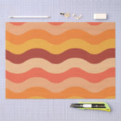 レトロ70年代の溝状抽象芸術波オレンジと黄色 薄葉紙 (クラフト)