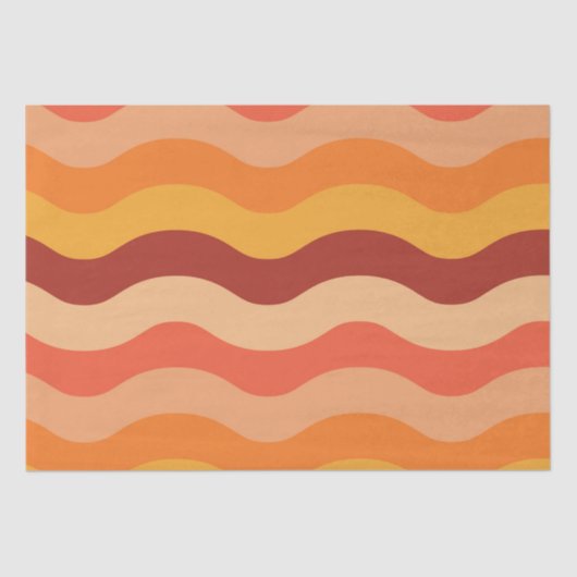 レトロ70年代の溝状抽象芸術波オレンジと黄色 薄葉紙 (正面)