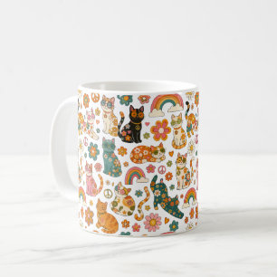 レトロ70年代の猫マグカップ グルービーな猫のコーヒーマグカップ コーヒーマグカップ