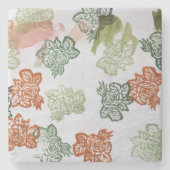 レトロ70年代の花 ストーンコースター (正面)