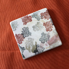 レトロ70年代の花 ストーンコースター