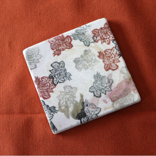 レトロ70年代の花 ストーンコースター