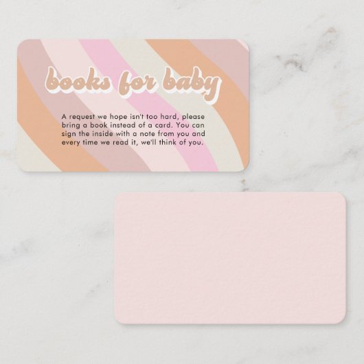 レトロ70年代の赤ちゃんシャワー用の本 エンクロージャーカード (正面/裏面)