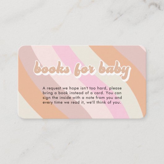 レトロ70年代の赤ちゃんシャワー用の本 エンクロージャーカード (正面)