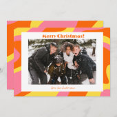 レトロ70年代オレンジイエローピンクカラフルクリスマス シーズンカード (正面/裏面)