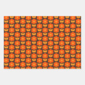 レトロ70年代ジョンティ花柄オレンジ&ブラウン ラッピングペーパーシート (正面3)