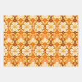 レトロ70年代スタイル花柄 ラッピングペーパーシート (正面3)