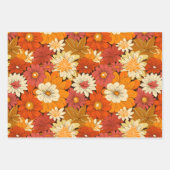 レトロ70年代スタイル花柄 ラッピングペーパーシート (正面2)