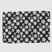 レトロ70年代スタイル花紋様単色柄 ゴルフタオル (横)