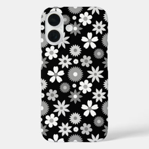 レトロ70年代スタイル花紋様単色柄 iPhone 16ケース