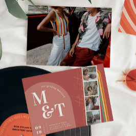 レトロ70年代ストライプアーチ |フィルムストリップの写真 セーブザデート