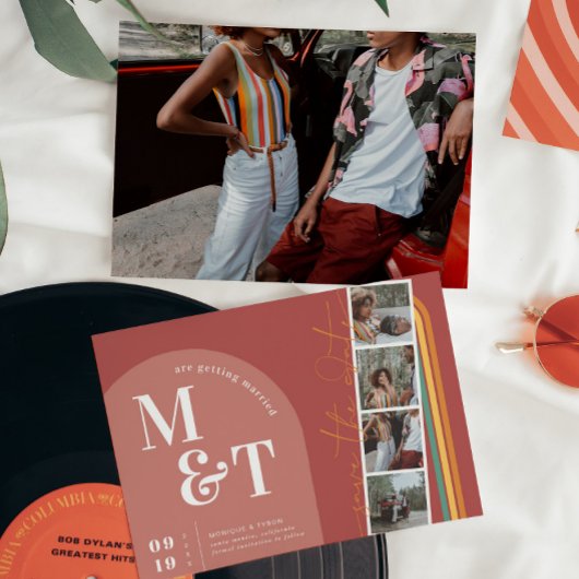 レトロ70年代ストライプアーチ |フィルムストリップの写真 セーブザデート