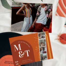 レトロ70年代ストライプアーチ |フィルムストリップの写真 セーブザデート