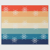 レトロ70年代ストライプスノーフレーククリスマス ラッピングペーパー (フラット)