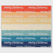 レトロ70年代ストライプ メリークリスマス ラッピングペーパー (フラット)