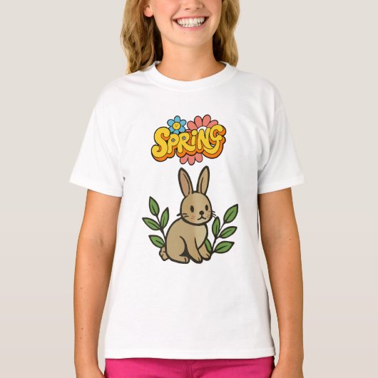 レトロ70年代スプリングバニーデザイン Tシャツ (正面)