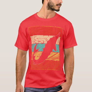 レトロ70年代チョウザメサンセットヴィンテージシルエット楽しい Tシャツ