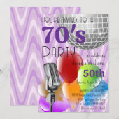 レトロ70年代テーマの誕生日パーティー 招待状 (正面/裏面)