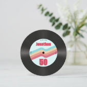 レトロ70年代テーマ50誕生日音楽レコード 招待状 (スタンド正面)