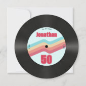 レトロ70年代テーマ50誕生日音楽レコード 招待状 (正面)