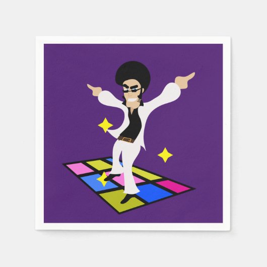 レトロ70年代ディスコパーティー スタンダードカクテルナプキン (正面)