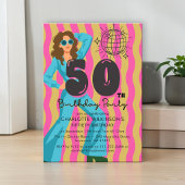 レトロ70年代ディスコボール 50歳の誕生日招待状 招待状